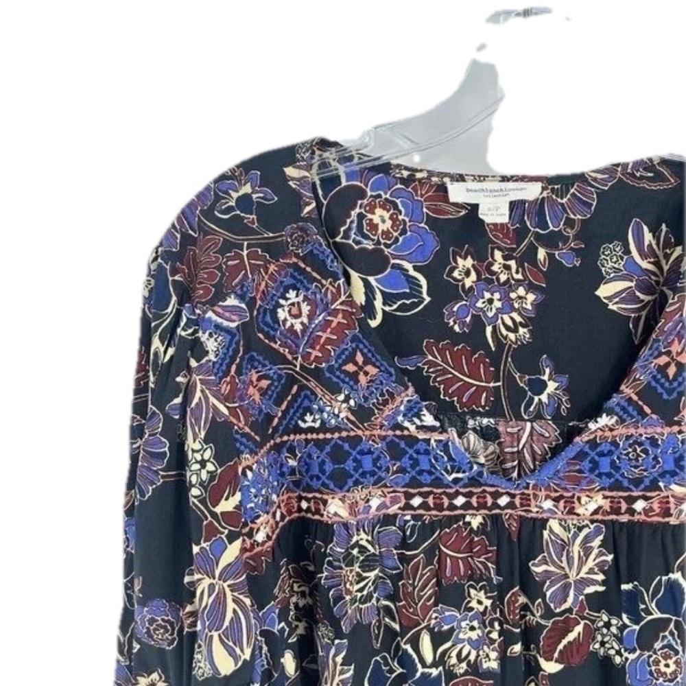 Floral Boho Embroidered  Dark Romantic Whimsigoth Festival Top Sz Small